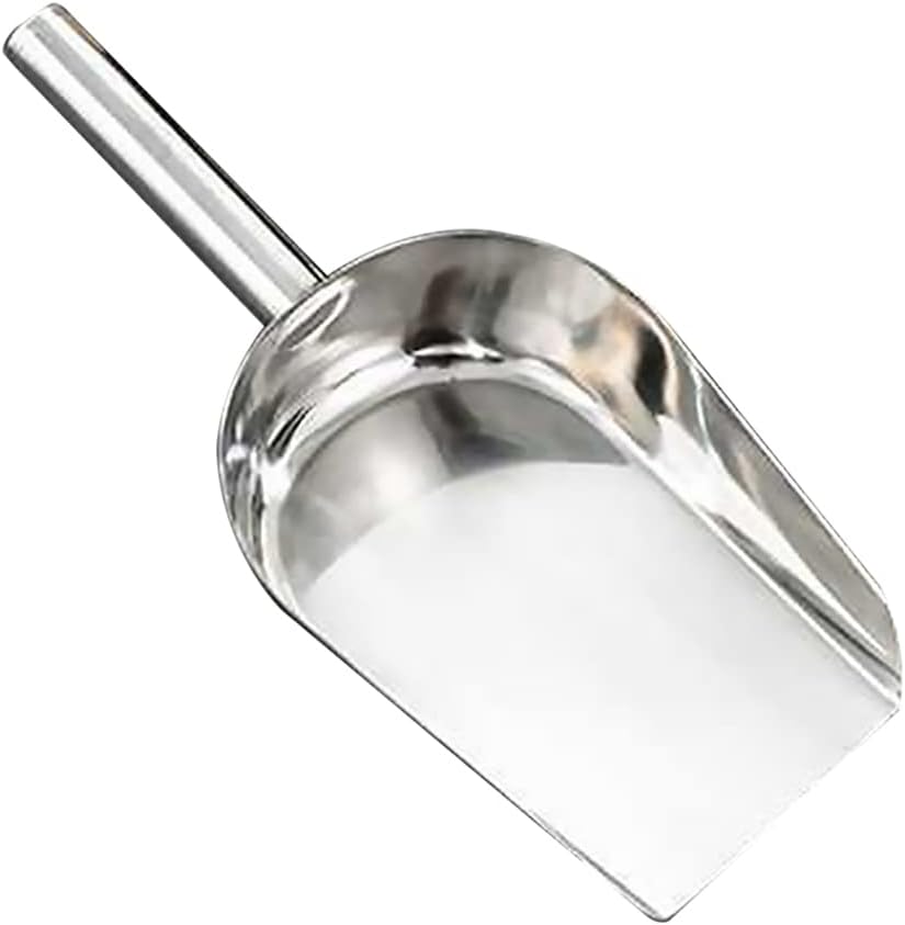 Stainless Steel Food Scoop with Flat Base, One Piece Molding