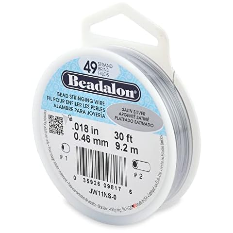 Beadalon 49 Strand Satin Silver Beading Wire Cover