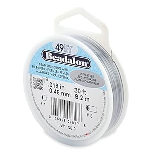 Beadalon 49 Strand Stainless Steel Bead Stringing Wire, .018 in / 0.46 mm, Satin Silver, 30 ft / 9.2 m