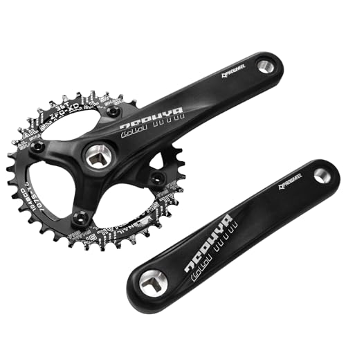 splumzer 170mm Vierkantkurbel für Mountainbike mit 104 Lochkreis 32/34/36/38T Kettenblatt, Wide Narrow Aluminium Alloy MTB Kurbel