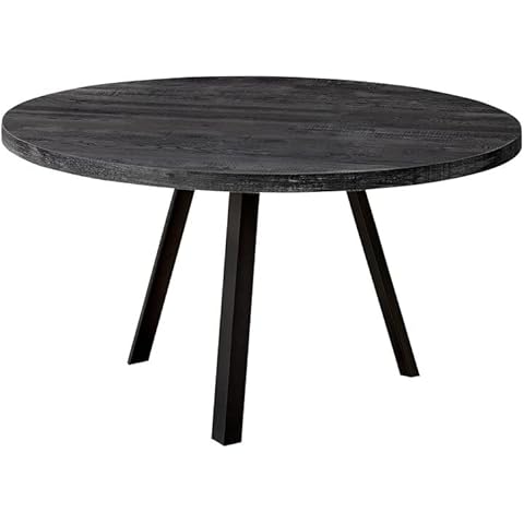 Monarch Specialties Rustic Industrial Round Cocktail Accent Living Room Metal Legs Coffee Table, 36", Black Cover