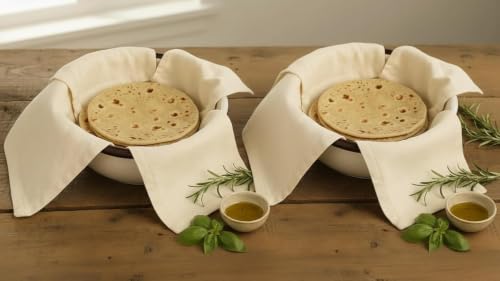 Image of 2 Pack Cotton Roti Cloth Wrap with Flaps | Double Layer Chapati Cover for Hot Case & Tiffin | Traditional Kitchen Roti Cloth | Keeps Rotis Soft & Warm (2 Pack)