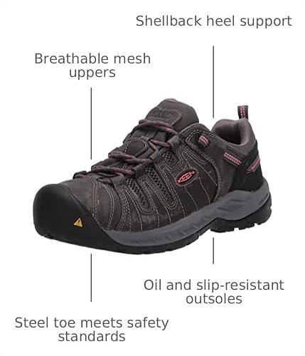 KEEN Utility KEEN Utility Women's Keen, Flint II Steel Toe Work Shoe Magnet/Rose