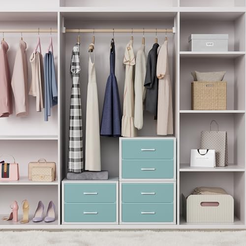 BOLUO Stackable Storage Drawers Closet Organizers and Storage Fabric Blue 2 Drawer Dresser for Bedroom 2 Packs Modern by BOLUO - Image 2