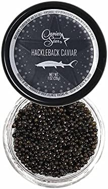 Caviar Star American Hackleback Sturgeon Caviar | Black Caviar Food | Fresh, Domestic Black Sturgeon Roe | Delicious Mild Flavor, Real Caviar Seafood | Ideal for Sushi and Whole Food Recipes (1 Oz)