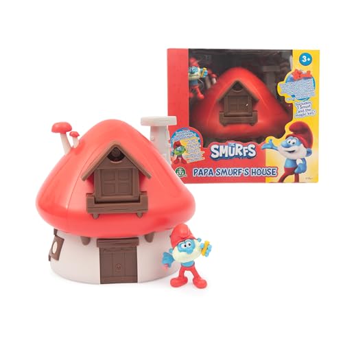 PITUFOS The Smurfs Magic Key Playset Papa House, Casita con Figuras, Casita con figurita de Papa 5 cm, Interior Accesorios Icónicos y Sorpresa del Personaje, +3 años, Famosa (PUF40000)