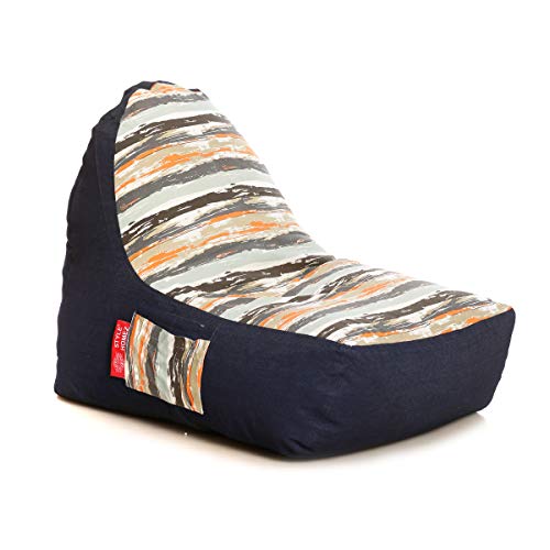 Image of Style Homez Urban Design Denim Canvas Stripes Printed Bean Bag XXL Size Filled with Beans Fillers
