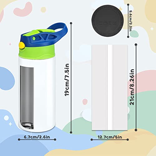 Xccme Kids Sublimation Tumbler,12Oz Sublimation Water Bottle Blanks,Straight Stainless Steel Todder Sippy Cup,Double Wall Insulated Sippy Tumbler With Handle,Shrink Films,Leak Proof (Blue) #TOP5
