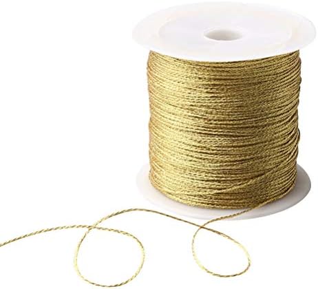 2Rolls Gold Sliver String Twine(100M) - 4mm Tinsel Thread Cord, Metallic Silver String Metallic Cord for Hanging Christmas Ornaments ,Cards, Baubles, Crafting, Gift Wrapping