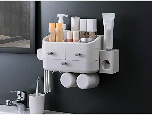 Creative Bathroom Toothbrush Rack Wash Set Wall Mounted Bathroom Mouthwash Cup Tooth Holder Toothpaste Squeezing Device