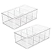 mDesign Plastic Divided Bin Storage Containers - Perfect for Fridge, Cabinet, Pantry, and Home Organization - Clear - Refrigerator Organizers - Ligne Collection - 2 Pack, Clear