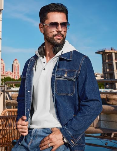 Vssjavun Mens Hoodie Pullover Long Sleeve Casual Henley Shirts Slim Fit Hooded Athletic Shirt with Drawstring - Image 4