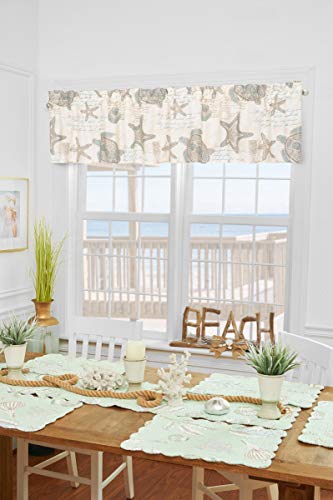 C&F Home Amber Sands Valance Set Of 2 Nautical Coastal Sea Life Beach Cotton Curtains For Window Living Dining Bathroom Kitchen Valance Set Of 2 Beige #TOP6