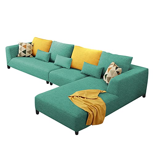 Image of Galib RHS 6 Seater L Shape Sofa Set for Living Room (Turquise Fabric)