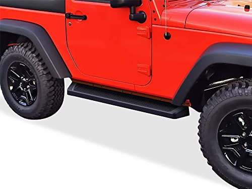 APS Black Running Boards Style Compatible with Jeep Wrangler JK 2007-2018 2-Door (Factory Sidesteps or Rock Rails Have to Be Removed) (Nerf Bars Side Steps Side Bars)