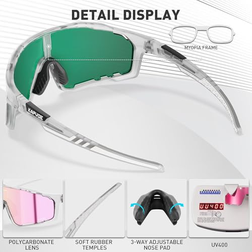 Image of KAPVOE 3 Lens & Polarized Cycling Sunglasses Men Women MTB Running K76 | 3-lens and polarized sports eyewear for men and women, designed for cycling, MTB, running and fishing