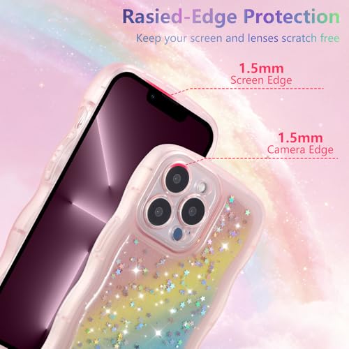 ZTOFERA for iPhone 12 Pro Max Case 6.7",Cute Curly Wave Case with Glitter Rainbow Star,Clear Shiny Bling Soft TPU Shockproof Phone Protective Cover for iPhone 12 Pro Max-Rainbow Pink by ZTOFERA - Used condition - Image 2
