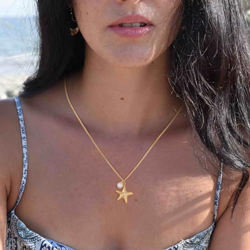 MEVECCO Dainty Gold Seashell Pendent Necklace Ocean Necklace for Women 18K Gold Plated Necklace Boho Handmade Summer Beach Necklace Jewelry3
