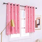 Anjee Kids Curtains for Girls Bedroom Foil Print Star Curtains for Room Darkening Nursery Blackout Curtains Window Drapes W52 x L45 inches 2 Panels Baby Pink