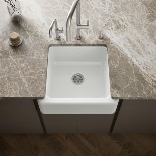 KOHLER Whitehaven 23-1/2" Undermount Single-Bowl Farmhouse Kitchen Sink, White, Enameled Cast Iron, Durable and Easy-to-Clean Design, K-5665-0 by Kohler - Image 2