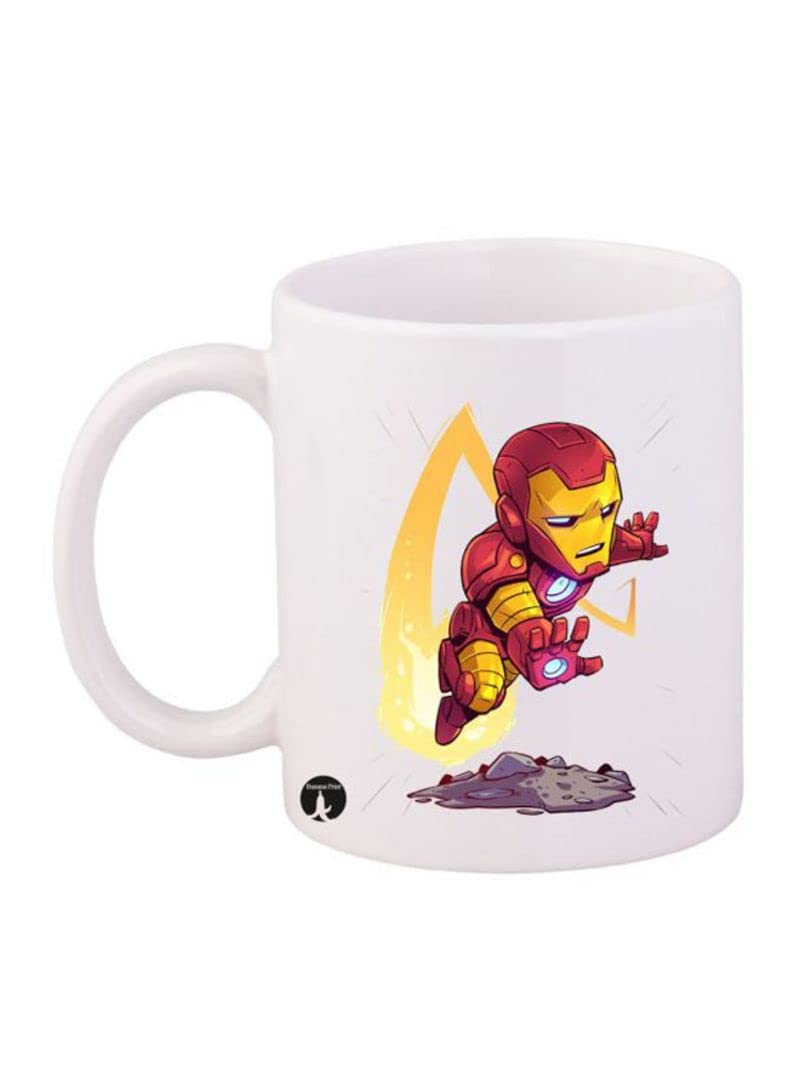 DUBAI STAR PRINTED Design/Iron Man/Mug White Red Yellow 11ounce