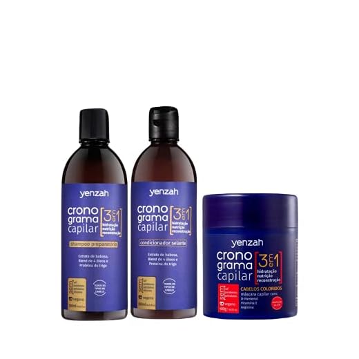 Kit Home Care Cronograma Capilar 3 em 1 Yenzah Para Cabelos Coloridos