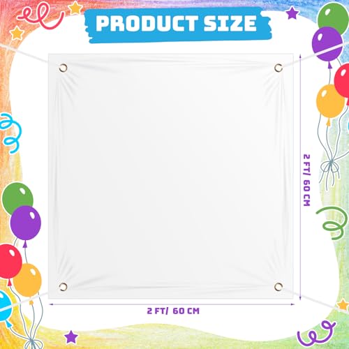 Image of Zonon Large Blank Banners And Signs Polyester Oxford Cloth Sublimation Banner To Decorate With Hanging Rope For Indoor Wall Outdoor Easy Hang Diy Signs For Business Office(White,2 x 2 Feet)