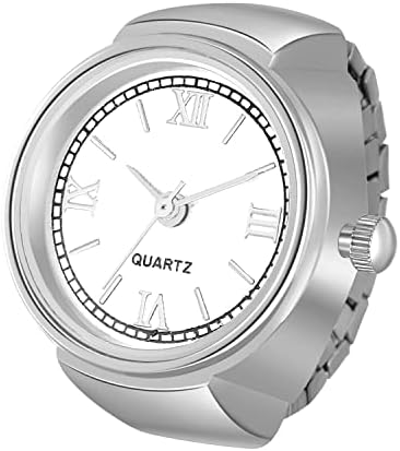 JewelryWe Men Women Finger Watch Stretchy Band Elastic Round Simple Dial Quartz Ring Watches, for Xmas Christmas