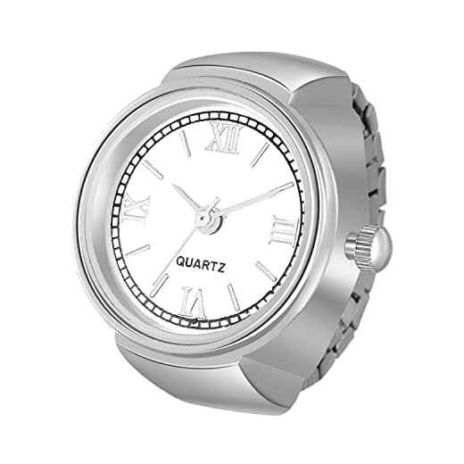 JewelryWe Men Women Finger Watch Stretchy Band Elastic Round Simple Dial Quartz Ring Watches