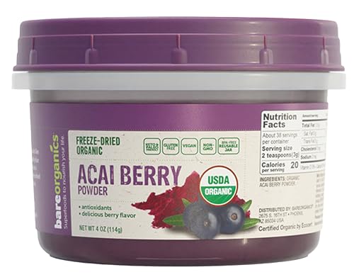 Bareorganics Acai Fruit Powder organic 4oz 114g