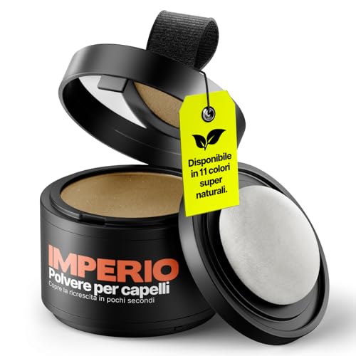 Polvere per capelli IMPERIO - Correttore per infoltimento capelli per donna e uomo, mascara per capelli waterproof per nascondere la ricrescita - 4g (biondo scuro)