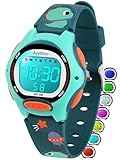 Ayybboo Kids Digital Watch for Girls Boys - 7 Color Lights Waterproof with Alarm Stopwatch, Cute Present for Ages 5-13, 8207BK Green