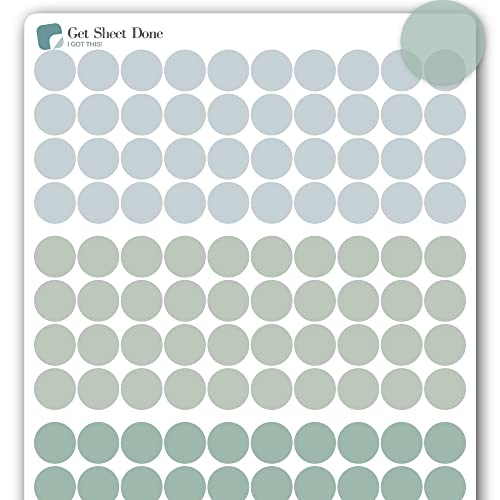 Get Sheet Done Mini Dots Polka Dot Stickers / 120 Count (1/3' Round) / Green / High Density Ink on Matte Vinyl Sticker Paper / Outdoor Use / Metal, Plastic, Glass, Wood Surfaces / Scrapbook