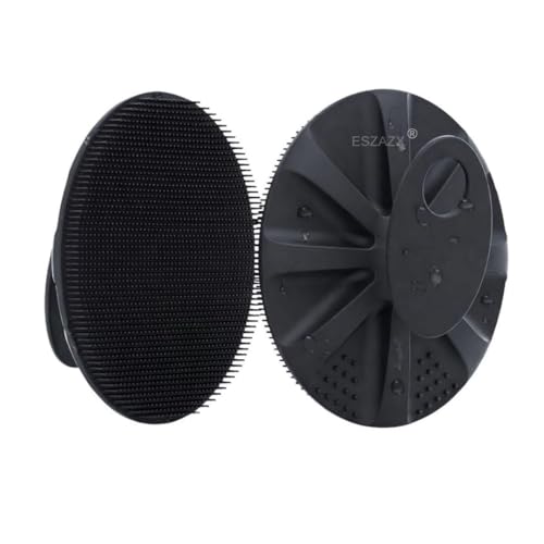 Image of Silicone Body Scrubber & Bath Brush for Deep Cleaning and Exfoliation | Soft Bristles, Non-Slip Grip, Hygienic & Reusable Body Exfoliator for Men & Women (Round-Black)