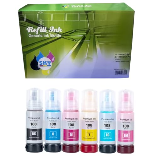 SKY 108 6-Color Compatible Ink Set for Epson L8050, L18050, 70 ml, 6-Color Multipack