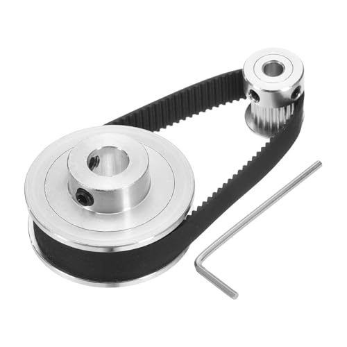 uxcell GT-2 Synchronous Wheel 20&60 Teeth 5&10mm Bore, Aluminum Alloy Timing Pulley Wheel with 1Pcs Length 200mm, Width 10mm Belt for 3D Printer, CNC Machine (20-60T-5&10B-10)