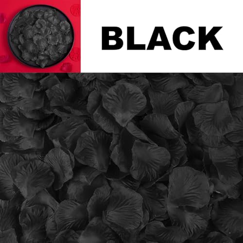 Image of 300PCS Fake Rose Petals for Romantic Night Romantic Festive Atmosphere Creation for Marriage Proposa Wedding Valentine's Day Decoration Party Activities (Black)