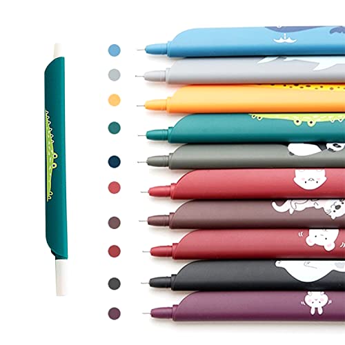 QTQYQJ 10pcs Vintage Color Rolling Ball Pens 0.5 mm Extra Fine Point Pens Cartoon Multifunctional Ruler Pen Coloring Art Office School Supplies — view 2