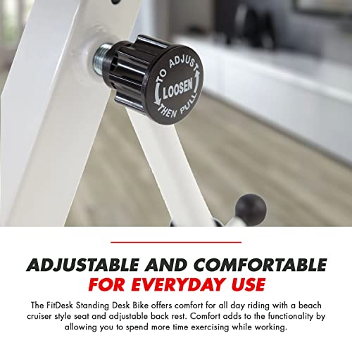 Fitdesk Standing Desk Bike - Height Adjustable With 8 Level Resistance And Easy To Read Digital Performance Meter - Foldable - For Home And Office Use, White #TOP4