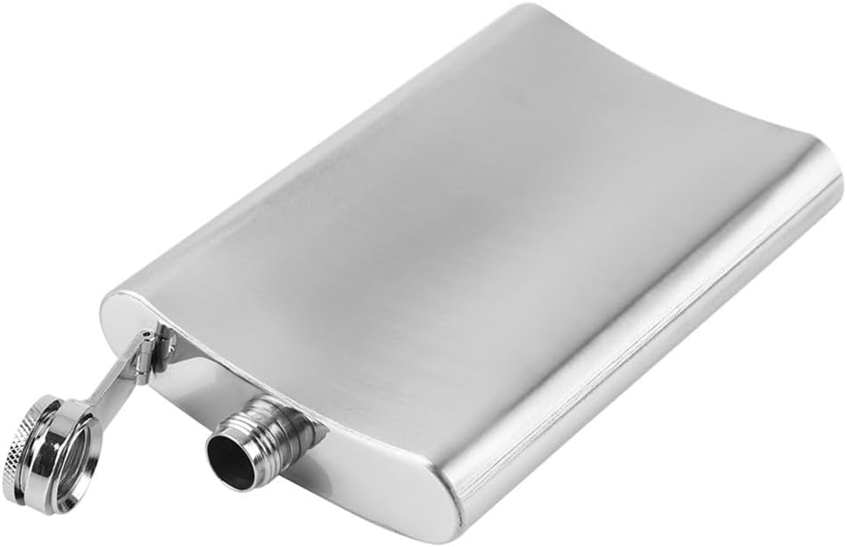 Stainless Steel Hip Flask Pocket Bottle, Silver 7/8/10 oz Leak Proof Screw Cap Liquor Flask with Funnel for Storing Whiskey, Wine and Spirits(10oz)