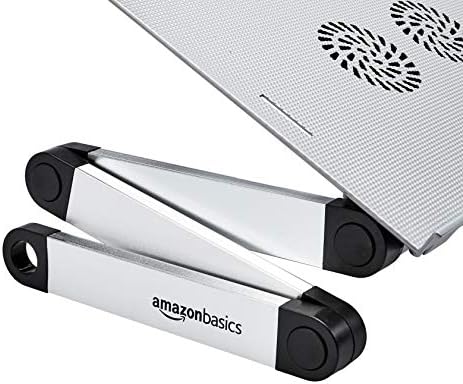 Amazon Basics Portable Adjustable Aluminium Laptop Stand with CPU Fans, Silver