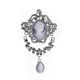 lureme Vintage Elegant Victorian Lady Beauty Cameo with Crystal Brooch Pin (br000017-12)