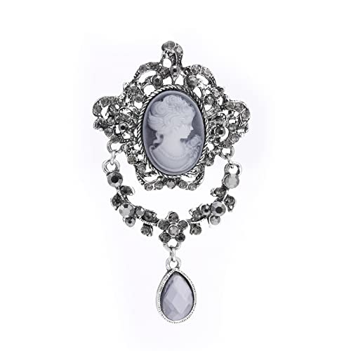 Lureme Vintage Elegant Victorian Lady Beauty Cameo With Crystal Brooch Pin (Br000017-12) #TOP28
