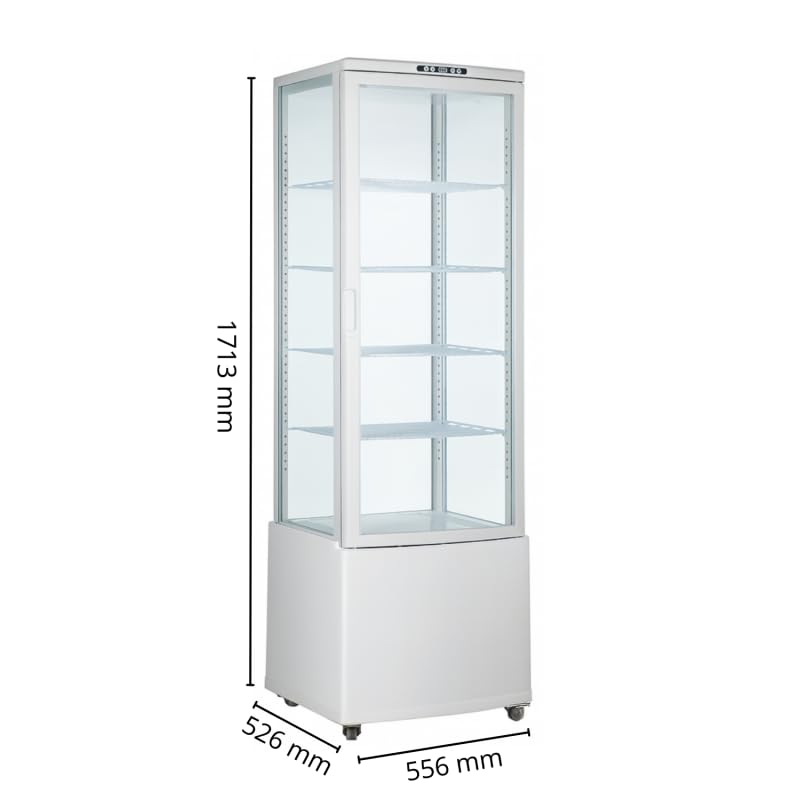 Vitrina Refrigerada Panorámica Blanca 235L - 4 Caras Acristaladas - LED - 0/+12°C