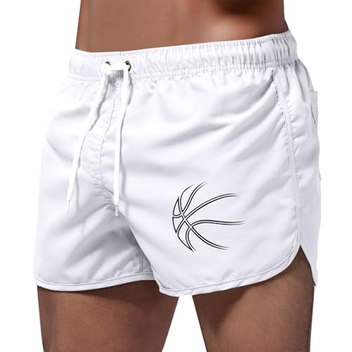 Generisch Bañador para hombre con estampado deportivo, informal, 3 bañadores, para natación, surf, Blanco, M