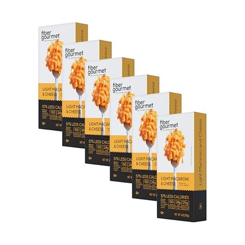 Fiber Gourmet Mac and Cheese - Fiber-rich, Low-calorie instant pasta - Made in US, kosher, and has zero artificial colors or flavors - Pack of 6 x 6oz Cover