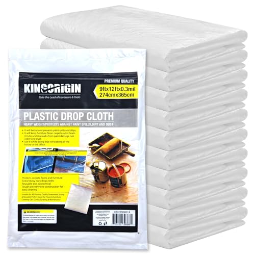 Plastic Drop Cloths 10 Pack, 9x12 Ft Paint Tarp for Painting, Plastic Covers for Furniture, Floor, Sofa, Disposable Plastic Sheet for Painting Plastic Drop Cloths 10 Pack, 9x12 Ft Paint Tarp for Painting, Plastic Covers for Furniture, Floor, Sofa, Disposable Plastic Sheet for Painting