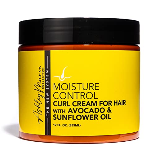 The Hair Diagram - Ashley Marie Moisture Control Curl Cream with Avocado & Sunflower Oil - Natural Ingredients - Anti Frizz Curly Hair Styling Cream - Color Safe - Paraben & Sulfate Free - 12oz