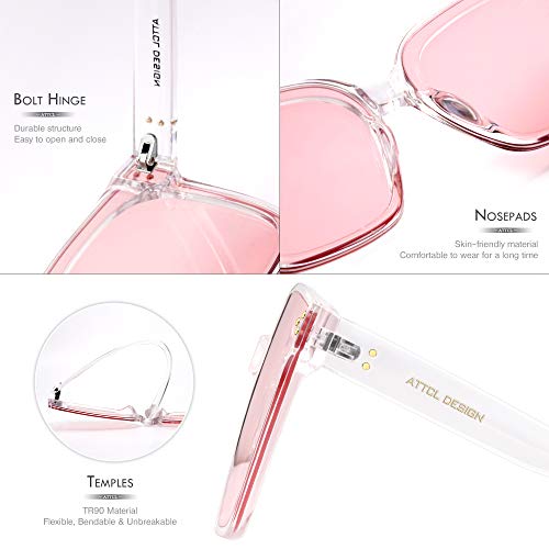 ATTCL Unisex Oversized Sunglasses for Men Women Vintage Square TR90 frame Mirrored UV400 Protection4