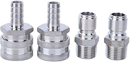 4pcs Stainless Steel Quick Disconnect Set Beer Brewing Connector Kit, Home Brew Brewing Fitting Connector, G1/2in Male Thread